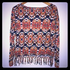 Geometric colorful print long sleeve shirt